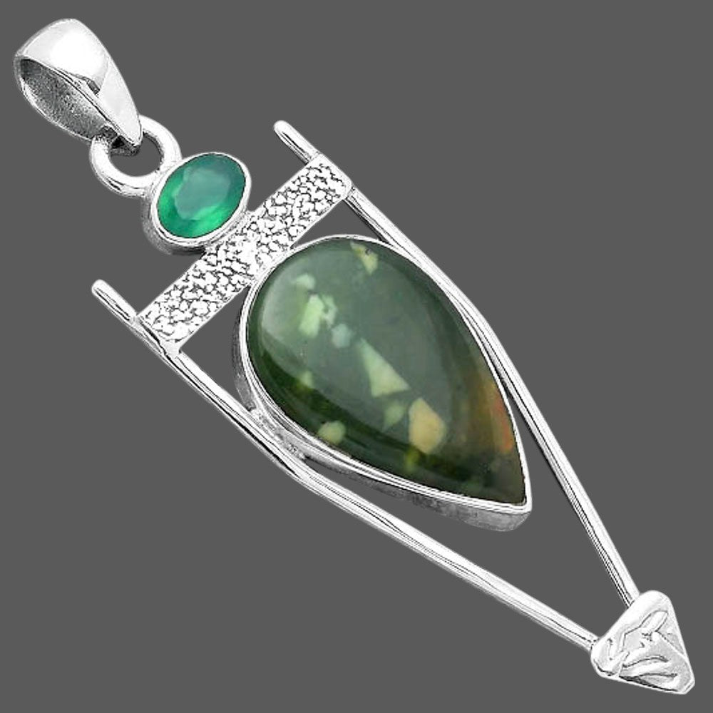 Natural Chrome Chalcedony & Green Onyx Pendant P-1360 SDP156893