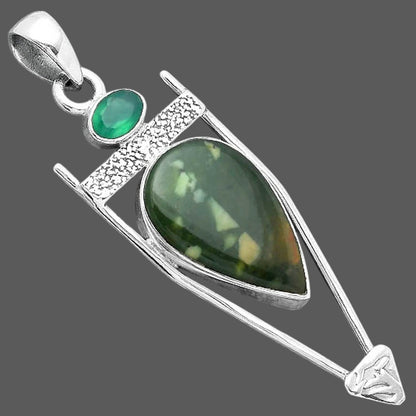 Natural Chrome Chalcedony & Green Onyx Pendant P-1360 SDP156893
