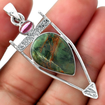 Turkish Rainforest Chrysocolla & Garnet Pendant P-1360 SDP156894