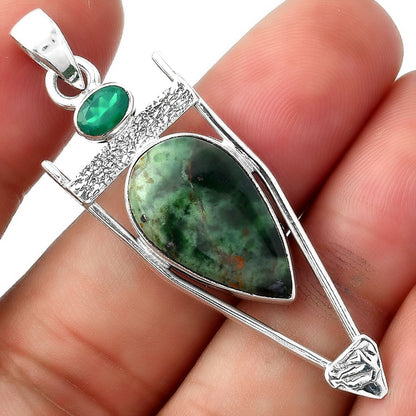 Natural Chrome Chalcedony & Green Onyx Pendant P-1360 SDP156897