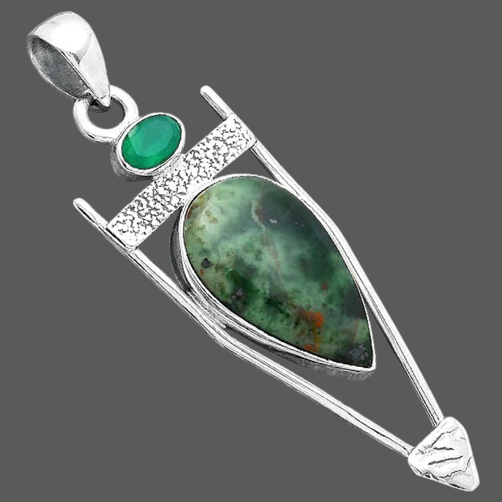 Natural Chrome Chalcedony & Green Onyx Pendant P-1360 SDP156897