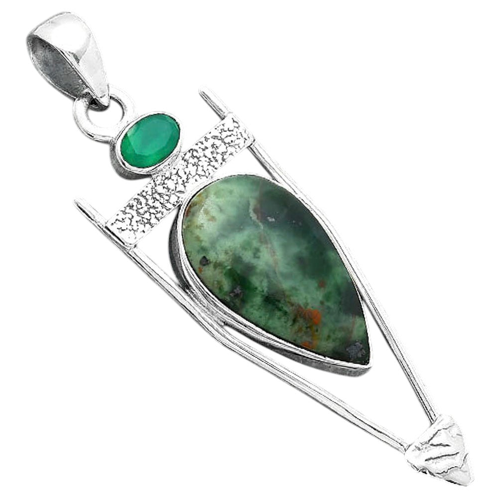 Natural Chrome Chalcedony & Green Onyx Pendant P-1360 SDP156897