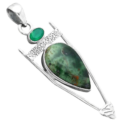 Natural Chrome Chalcedony & Green Onyx Pendant P-1360 SDP156897