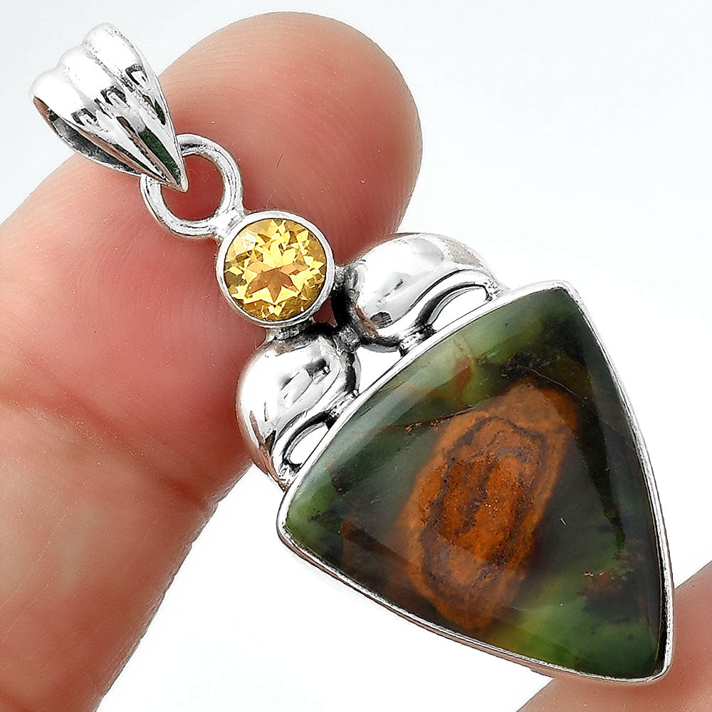 Turkish Rainforest Chrysocolla & Citrine Pendant P-1683 SDP156900