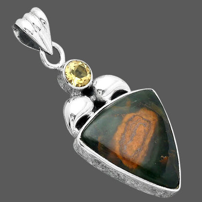 Turkish Rainforest Chrysocolla & Citrine Pendant P-1683 SDP156900
