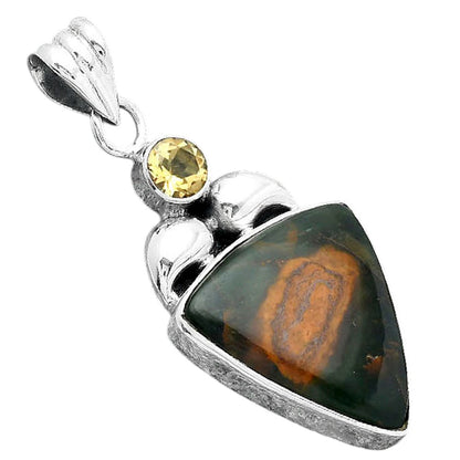 Turkish Rainforest Chrysocolla & Citrine Pendant P-1683 SDP156900