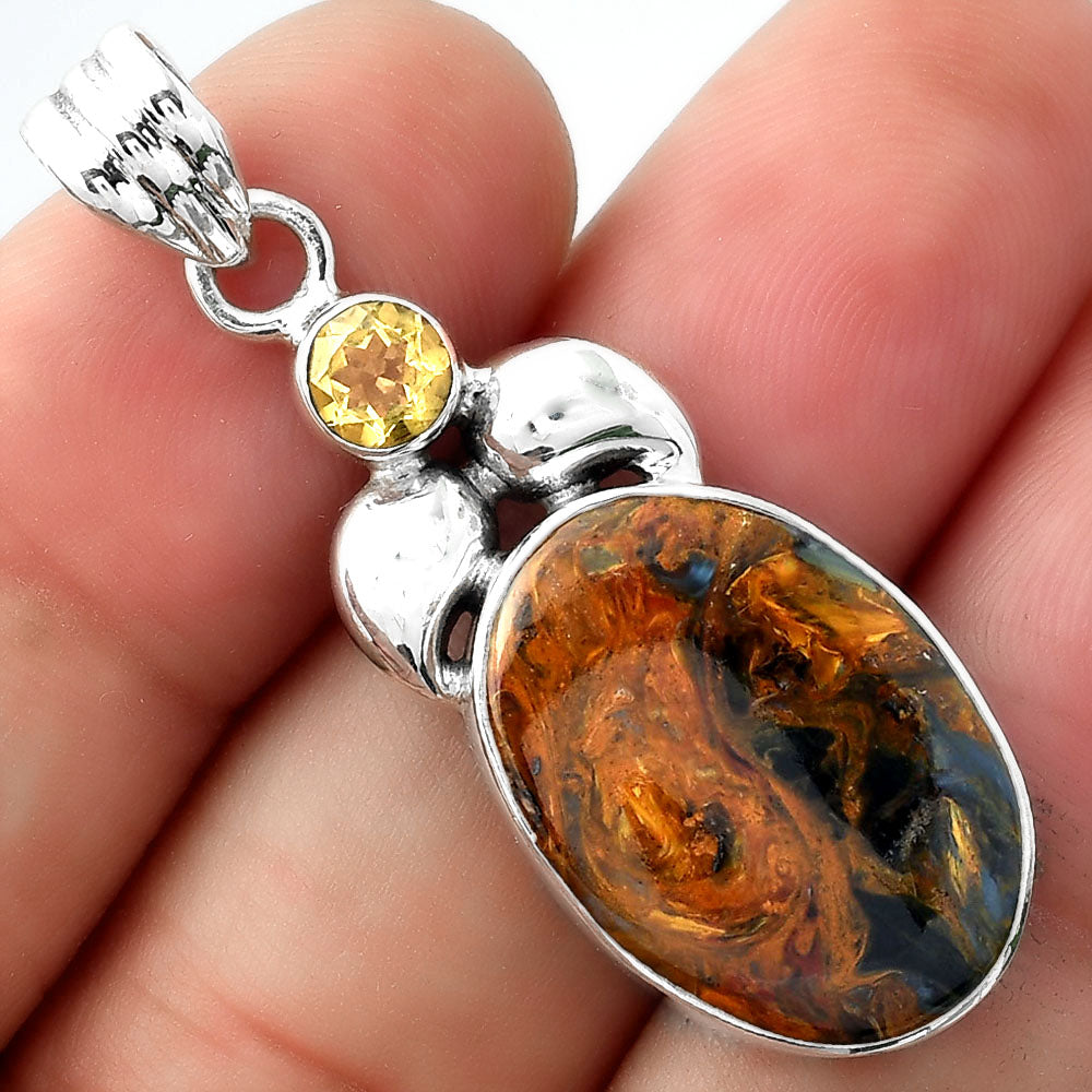 Natural Pietersite Namibia & Citrine Pendant P-1683 SDP156903