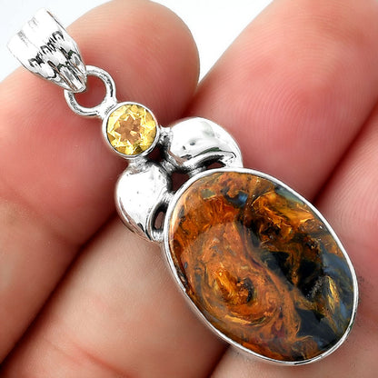 Natural Pietersite Namibia & Citrine Pendant P-1683 SDP156903