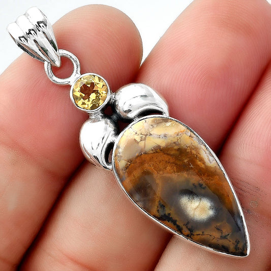 Amethyst Sage Agate Nevada & Citrine Pendant P-1683 SDP156904