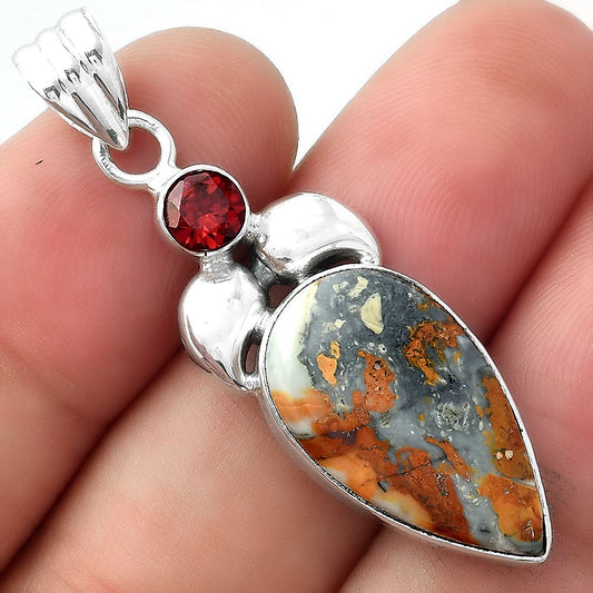 Maligano Jasper - Indonesia & Garnet Pendant P-1683 SDP156905