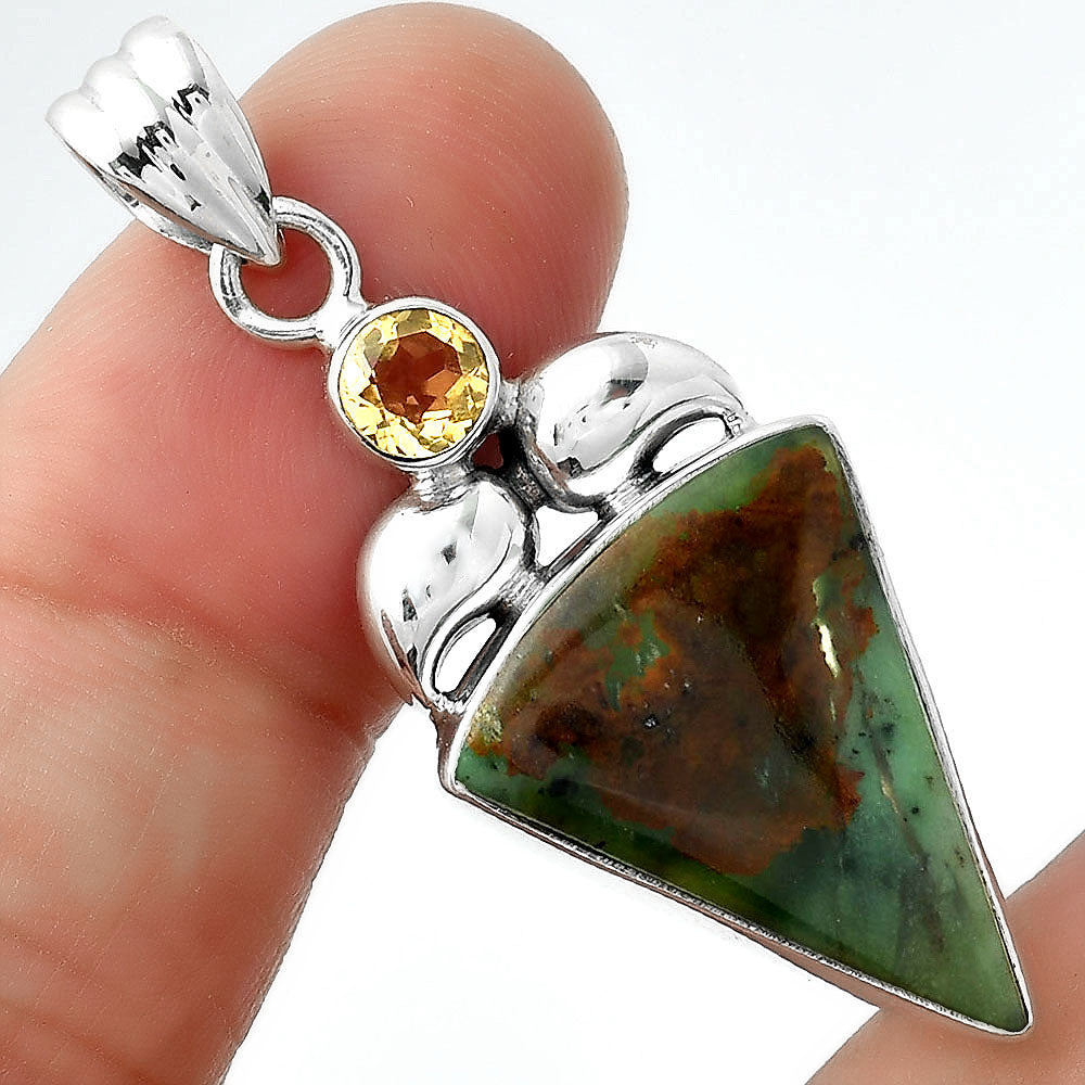 Natural Chrome Chalcedony & Citrine Pendant P-1683 SDP156909