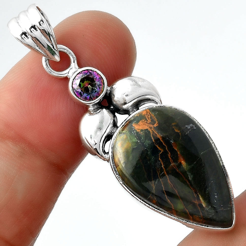 Turkish Rainforest Chrysocolla & Mystic Topaz Pendant P-1683 SDP156915