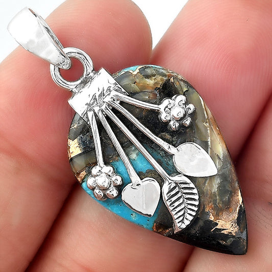 Natural Shell In Black Blue Turquoise Pendant P-1647 SDP156938