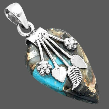Natural Shell In Black Blue Turquoise Pendant P-1647 SDP156938