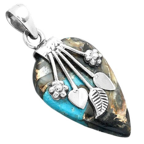Natural Shell In Black Blue Turquoise Pendant P-1647 SDP156938