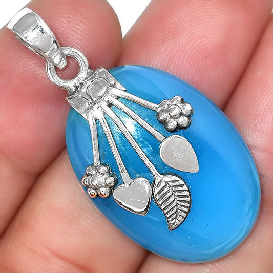 Natural Blue Chalcedony Pendant P-1647 SDP156943