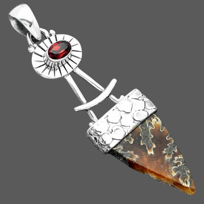 Sutured Ammonite Madagascar & Garnet Pendant P-1193 SDP156966