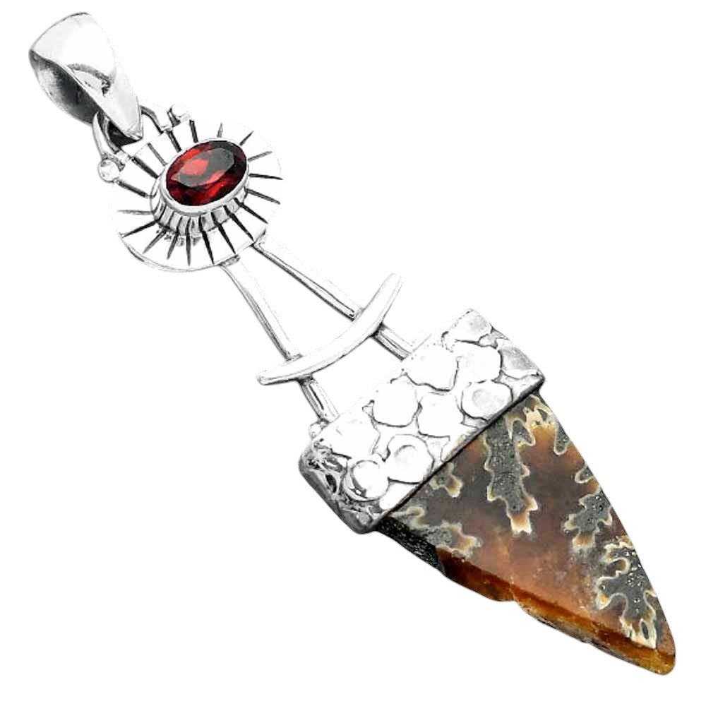 Sutured Ammonite Madagascar & Garnet Pendant P-1193 SDP156966