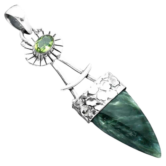 Natural Russian Seraphinite & Peridot Pendant P-1193 SDP156968