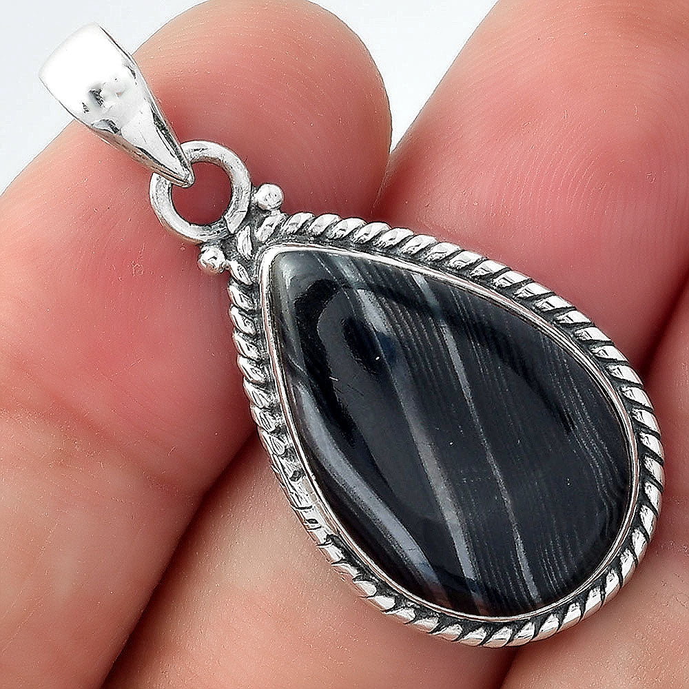 Crown Of Silver Psilomelane - Black Malachite Pendant P-1056 SDP156984