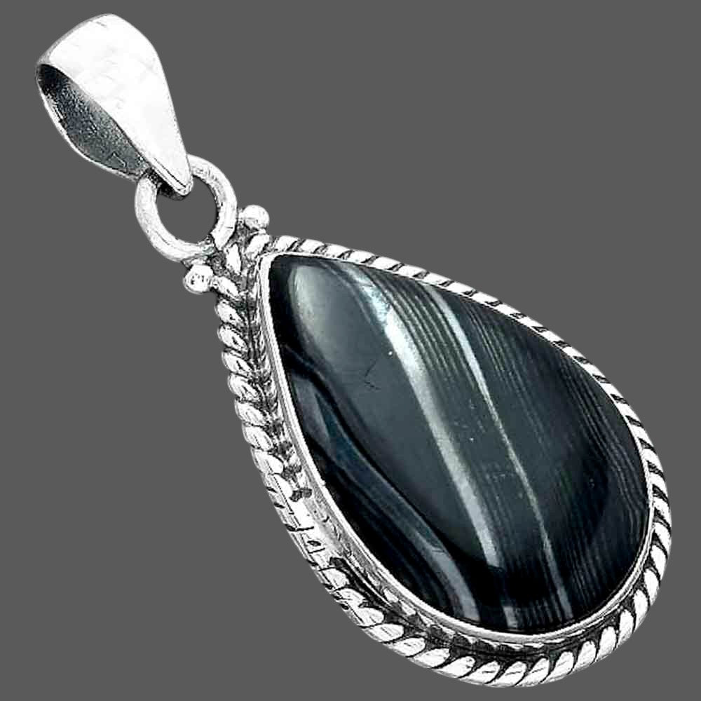 Crown Of Silver Psilomelane - Black Malachite Pendant P-1056 SDP156984