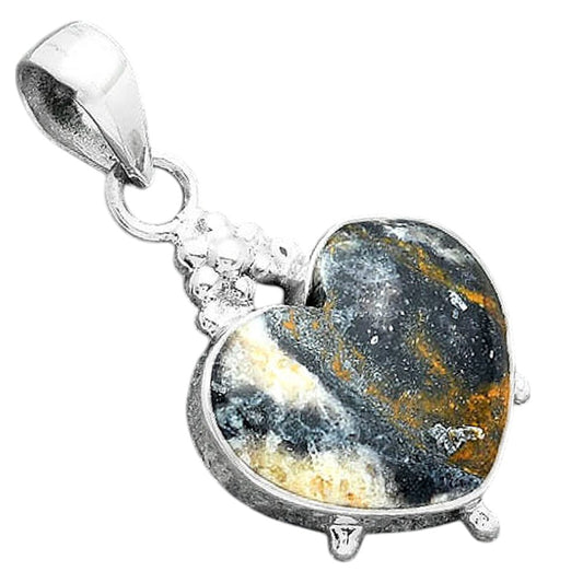 Heart Natural Indian Blanket Jasper Pendant P-1357 SDP157011