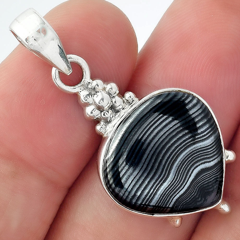 Crown Of Silver Psilomelane - Black Malachite Pendant P-1357 SDP157012