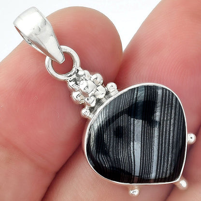 Crown Of Silver Psilomelane - Black Malachite Pendant P-1357 SDP157013