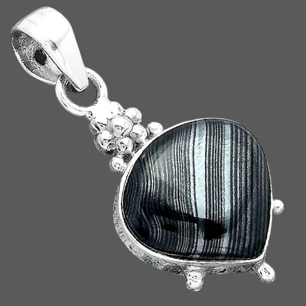 Crown Of Silver Psilomelane - Black Malachite Pendant P-1357 SDP157013