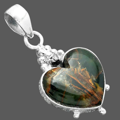 Heart Turkish Rainforest Chrysocolla Pendant P-1357 SDP157021
