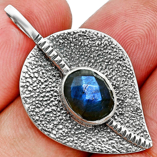 Blue Labradorite Checker - Madagascar Pendant P-1218 SDP157436
