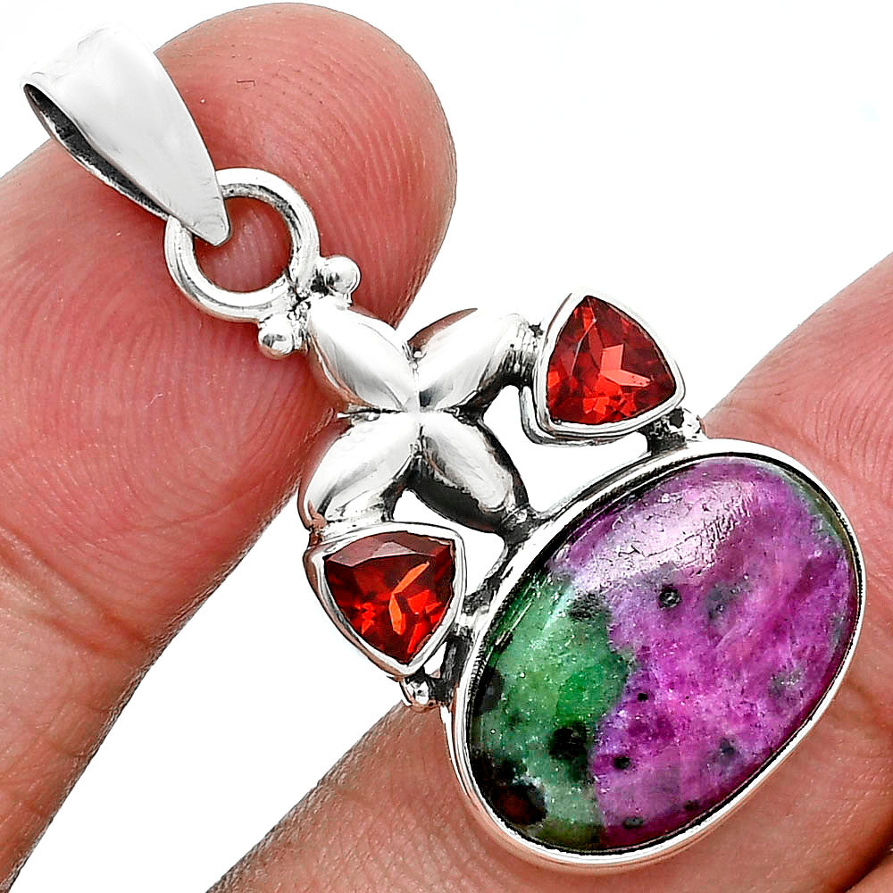 Ruby-Zoisite & Garnet Pendant P-1673 SDP157523
