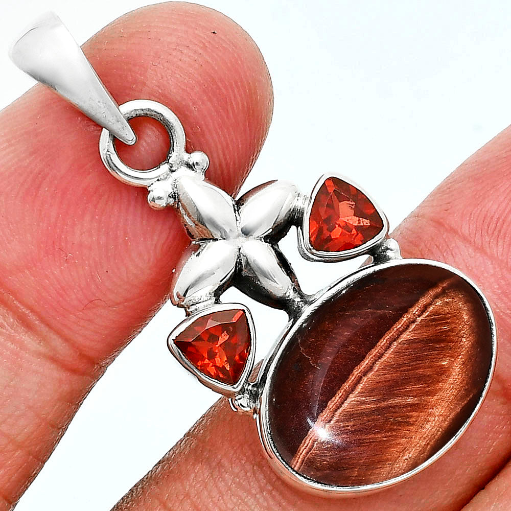 Natural Red Tiger Eye & Garnet Pendant P-1673 SDP157524