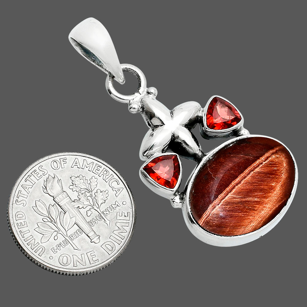 Natural Red Tiger Eye & Garnet Pendant P-1673 SDP157524