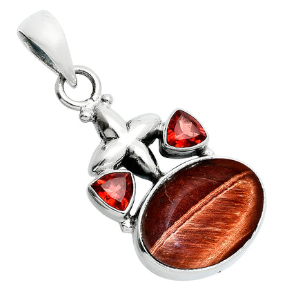Natural Red Tiger Eye & Garnet Pendant P-1673 SDP157524
