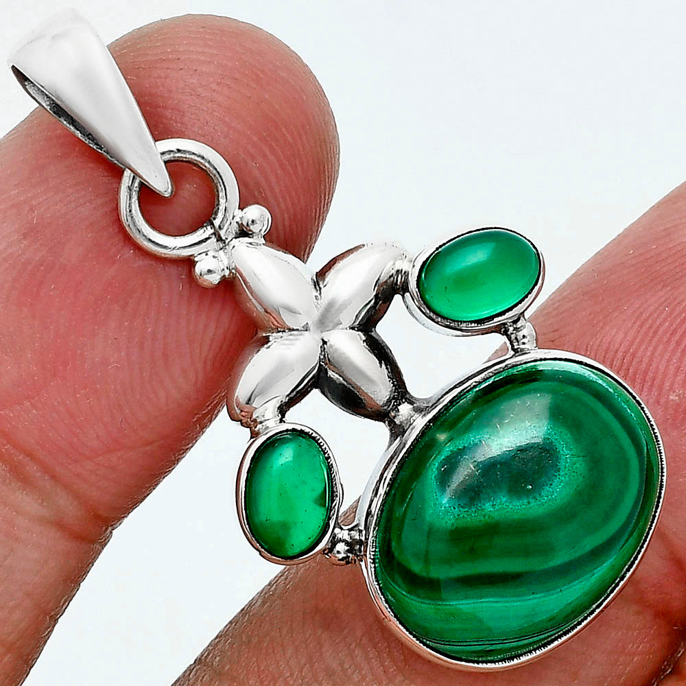 Malachite Eye - Congo & Green Onyx Pendant P-1673 SDP157531