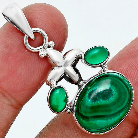 Malachite Eye - Congo & Green Onyx Pendant P-1673 SDP157531