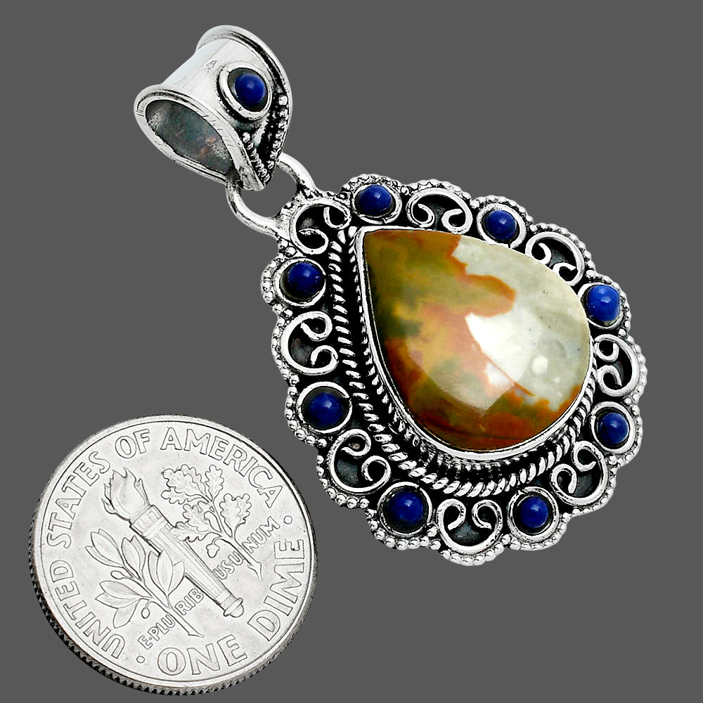 Rocky Butte Picture Jasper & Lapis Lazuli Pendant P-1144 SDP157600