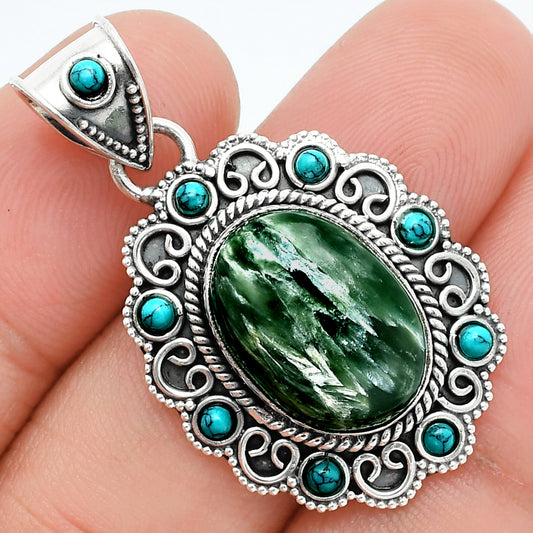 Russian Seraphinite & Turquoise Pendant P-1144 SDP157601