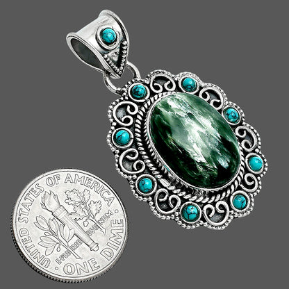 Russian Seraphinite & Turquoise Pendant P-1144 SDP157601