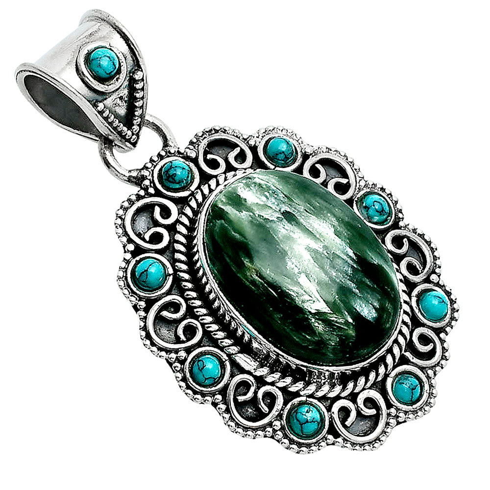 Russian Seraphinite & Turquoise Pendant P-1144 SDP157601