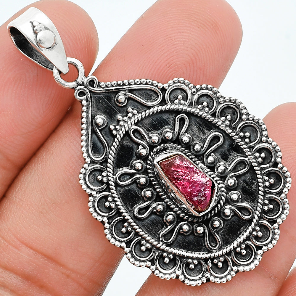 Natural Pink Tourmaline Rough Pendant P-1214 SDP157606