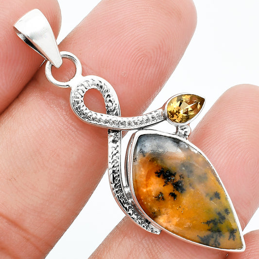 Honey Dendritic Opal & Citrine Pendant P-1111 SDP157701