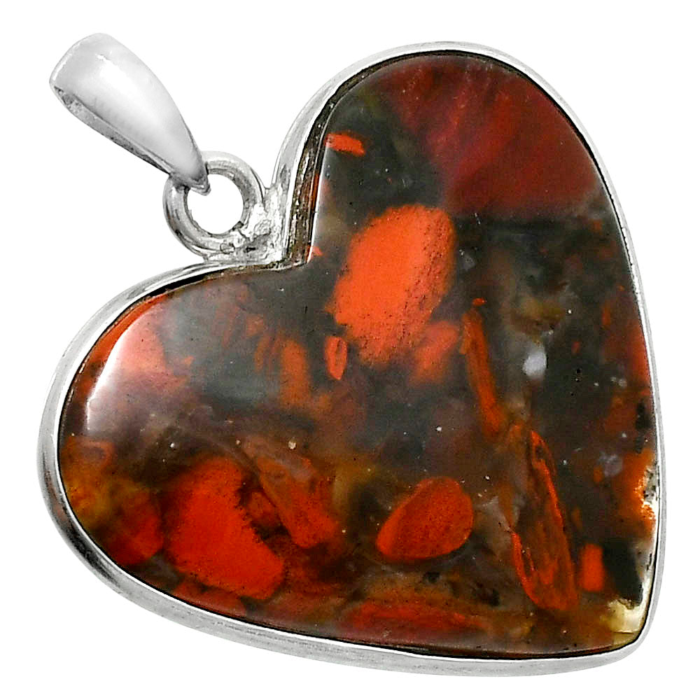 Heart Natural Red Brecciated Jasper Pendant P-1043 SDP157719