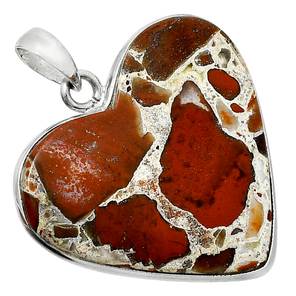 Heart Natural Red Brecciated Jasper Pendant P-1043 SDP157721