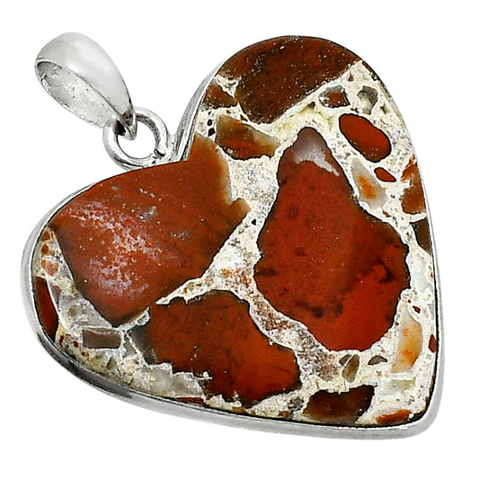 Heart Natural Red Brecciated Jasper Pendant P-1043 SDP157721