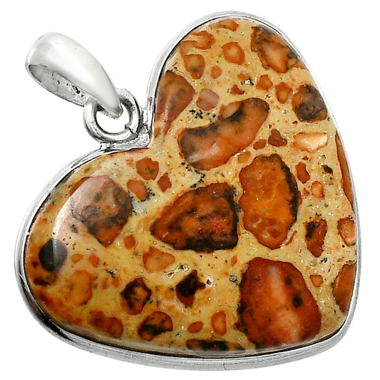 Heart Natural Leopardite Jasper Pendant P-1043 SDP157722