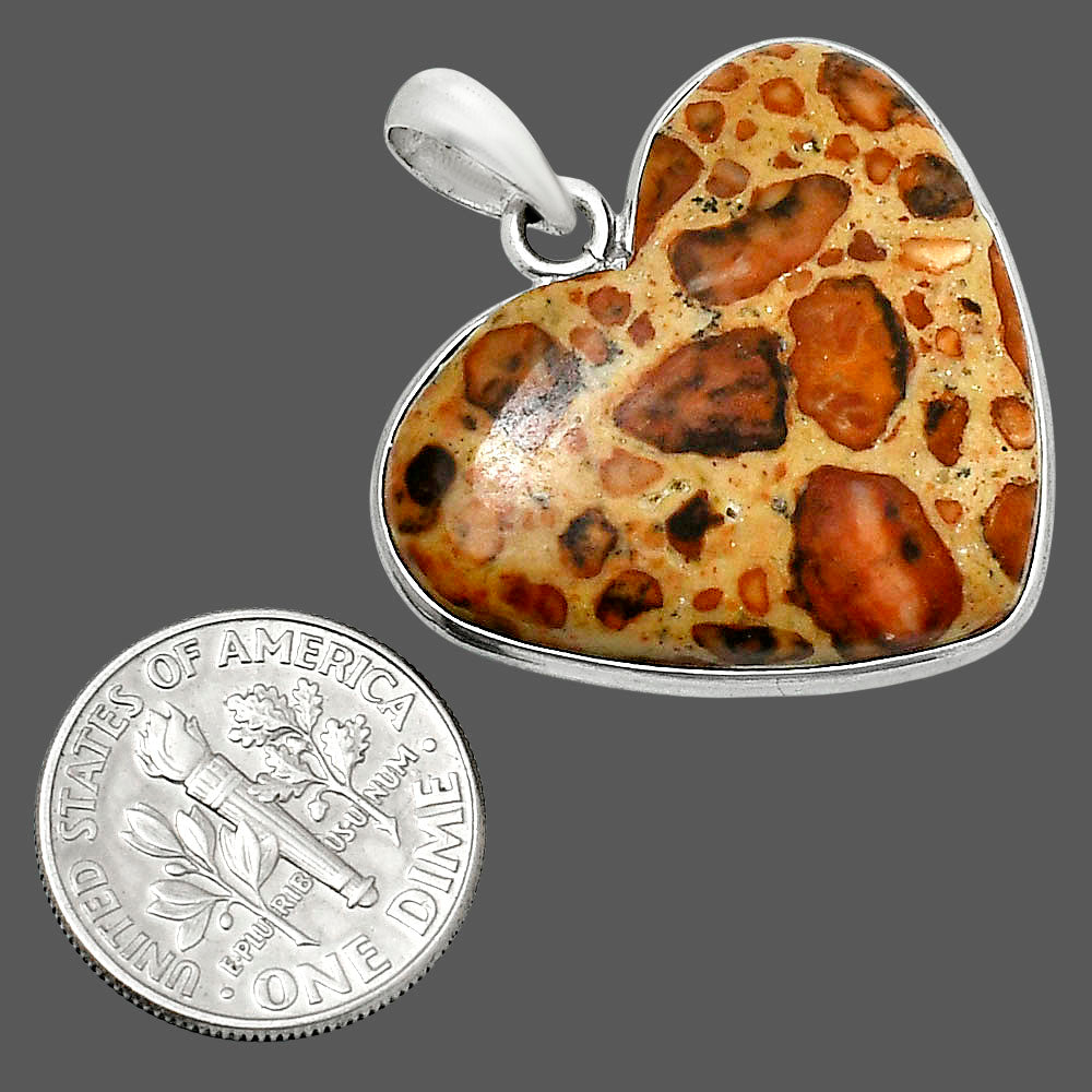 Heart Natural Leopardite Jasper Pendant P-1043 SDP157722