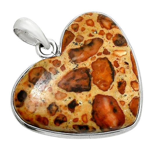 Heart Natural Leopardite Jasper Pendant P-1043 SDP157722