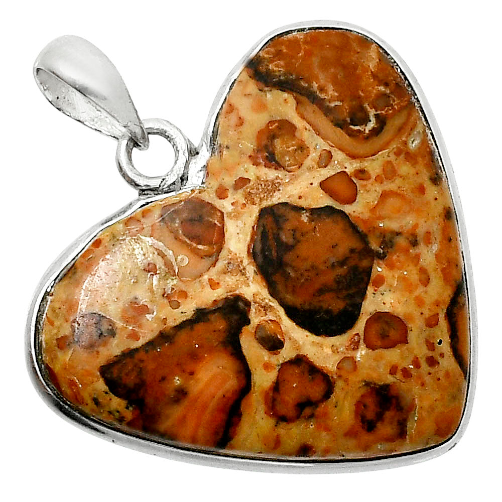 Heart Natural Leopardite Jasper Pendant P-1043 SDP157723
